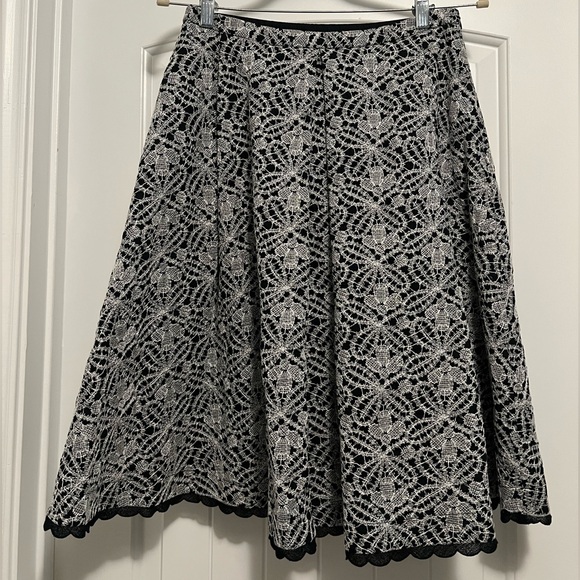 Piazza Sempione Black & White Lace A-Line Midi Skirt | Italian Designer Elegant - Picture 4 of 11